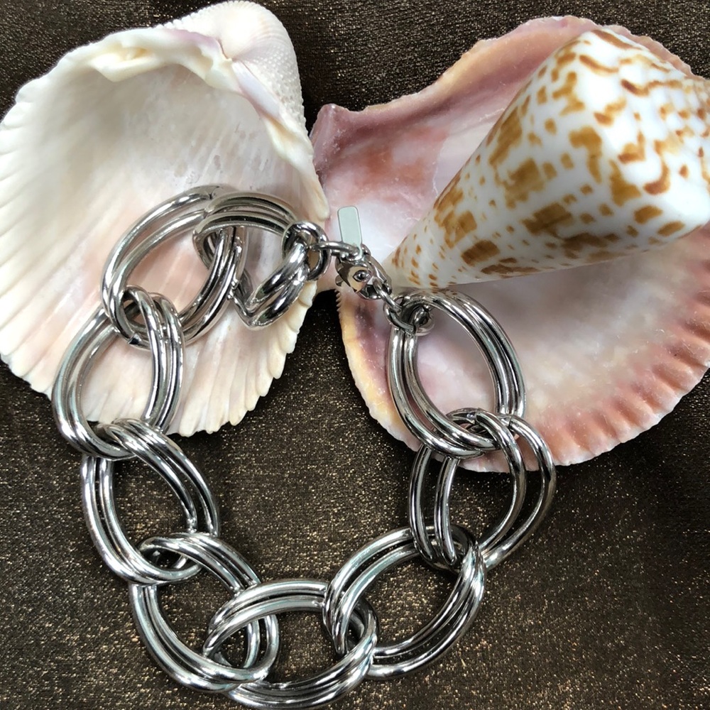 3/$20 Double Link Silver Fashion Bracelet EUC 7”